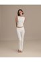 Women's Zero Sleeve Crew Neck Top Ecru Single Product Cotton Basic Undershirt - 2