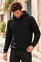 Men's Black Hooded Sweatshirt with Pockets, 3 Thread Puff Soft Fabric - 4