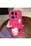 Oppo Find X9 Pro Compatible Pink Red Silicone Kitty Case Shockproof Camera Protection