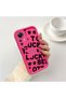 Redmi K50 Ultra Compatible Good Luck Written Star and Letter Pattern Fuchsia Pink Silicone Phone Case Impact Protection - 2