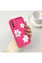 Oppo A54S Compatible Pink Red Silicone Flower Pattern Case Shockproof Camera Protection - 2