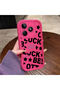 Realme Note 50 Compatible Good Luck Written Star and Letter Pattern Fuchsia Pink Silicone Phone Case Impact Resistant