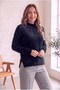 Women's black plush sweater with feather detail and half-fishtail slit - 3