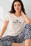 Women's Cotton Modal Thin Summer Crew Neck Printed Regular Fit Short Sleeve Capri Set - 2