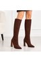 Women's Suede Boots with Pointed Heels - 3