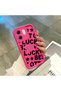 Infinix Smart 9 Compatible Good Luck Written Star and Letter Pattern Fuchsia Pink Silicone Phone Case Impact Resistant - 4