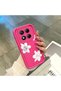 Redmi Note 14 Pro Plus+ 5g Compatible Pink Red Silicone Floral Pattern Case Shockproof Camera Protection - 5