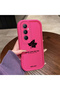 حافظة متوافقة مع هاتف Realme C65 4G من السيليكون باللون الوردي والأحمر ونمط أوراق القيقب وحماية للكاميرا مقاومة للصدمات
