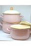 20-22-24 cm 3-4-5 Liter Pink Enamel Pot Set - 3
