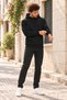 Men's Black Hooded Sweatshirt with Pockets, 3 Thread Puff Soft Fabric - 6