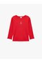 Embroidery Detailed Slim Fit Cotton Camisole Crew Neck Long Sleeve T-Shirt