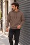 Men's Brown Pocket Hooded Sweatshirt 3 Thread Puff Soft Fabric