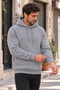 Men's Gray Pocket Hooded Sweatshirt 3 Thread Puff Soft Fabric - 3