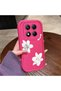 Redmi Note 14 Pro Plus+ 5g Compatible Pink Red Silicone Floral Pattern Case Shockproof Camera Protection