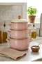 20-22-24 cm 3-4-5 Liter Pink Enamel Pot Set