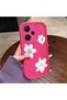 Redmi Note 13 Pro Plus+ 5g Compatible Pink Red Silicone Flower Pattern Case Shockproof Camera Protection