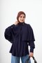 Women's Shirt with Cape and Epaulet Detail, Navy Blue - 2