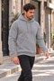 Men's Gray Pocket Hooded Sweatshirt 3 Thread Puff Soft Fabric - 6