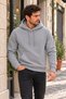 Men's Gray Pocket Hooded Sweatshirt 3 Thread Puff Soft Fabric