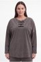 Women's Plus Size Slit-Pocket Wide-Leg Khaki Tracksuit Set - 3
