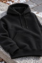 Men's Black Hooded Sweatshirt with Pockets, 3 Thread Puff Soft Fabric - 8