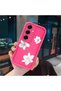 Samsung Galaxy S25 Plus Compatible Pink Red Silicone Flower Pattern Case Shockproof Camera Protection - 3