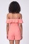 Women Solid Short Sleeve Playsuit, Peach - 4