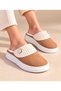 Women's Button Detailed Plush Soft Washable House Slippers Thick Soled Warm House Slippers - 3