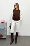 Women's Crew Neck Bow Embroidered Sweater Brown - 27K 2524 - 3