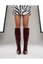 Women's Burgundy Patent Leather Patterned 9 cm Heeled Pointed Toe Stylish and Comfortable Below the Knee Boots - 2