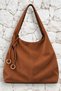 Suede Textured Charm Large Casual Model Women's Shoulder Bag Brown