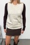 Women's Crew Neck Bow Embroidered Sweater Cream - 27K 2524 - 2