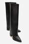 Women's Black Leather Pointed Toe, Removable Heel Women's Heeled Boots and Boots - 3