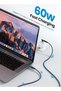 كابل USB C إلى USB C، 60 واط، من النوع C إلى النوع C (10 أقدام/3 متر، أزرق) - 3