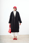 Women's Button Detail Waist Tie Cashmere Coat Black