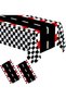 2 Pieces Racing Car Theme Disposable Plastic Tablecloths Black Checkered Flag Rectangular Table Cove