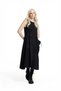 Black Asymmetrical Pocket Detailed Flowy Silhouette Midi Dress 19090 - 2