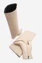 Women's Beige Leather Pointed Toe, Removable Heel Women's Heeled Boots and Boots - 6