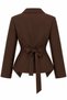 Brown Asymmetrical Cut Buttoned Belted Jacket - 2Y3001 - 2