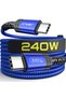 كابل USB C إلى USB C بقوة 240 واط، طول 3 أمتار، كابل من النوع C للشحن السريع PD 3.1