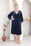 Plus Size Patterned Double Breasted Collar Velvet Dress