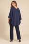 Silvery Mercerized Knitwear Cape Navy Blue (Sizes 38-54) - 4