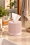 Decorative Cylinder Napkin Holder & Toilet Paper Box - Modern Vertical Striped Napkin Holder - Pink - 6