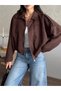 Women's Epaulet Suede Bomber Jacket - 6