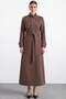 Gabardine Suede Overcoat with Snap Fasteners and Cape Detail K. Brown 6927 - 5
