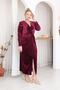 Large Size Double Breasted Collar Velvet Dress - 5
