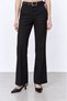 Women's Black Belted High Waist Loose-Leg Fabric Pants - 3
