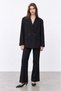 Women's Black Belted High Waist Loose-Leg Fabric Pants