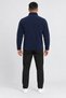 Men's Navy Blue Fleece Fabric Jacket Soft Winter Jacket with 3 Pockets on the Front and Detailed Soft Texture - 5