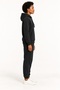 Women's Black Hooded 3 Thread Track Suit Set Winter Puff Soft Fleece Inside Side Cut Pockets Elastic Cuffs - 2